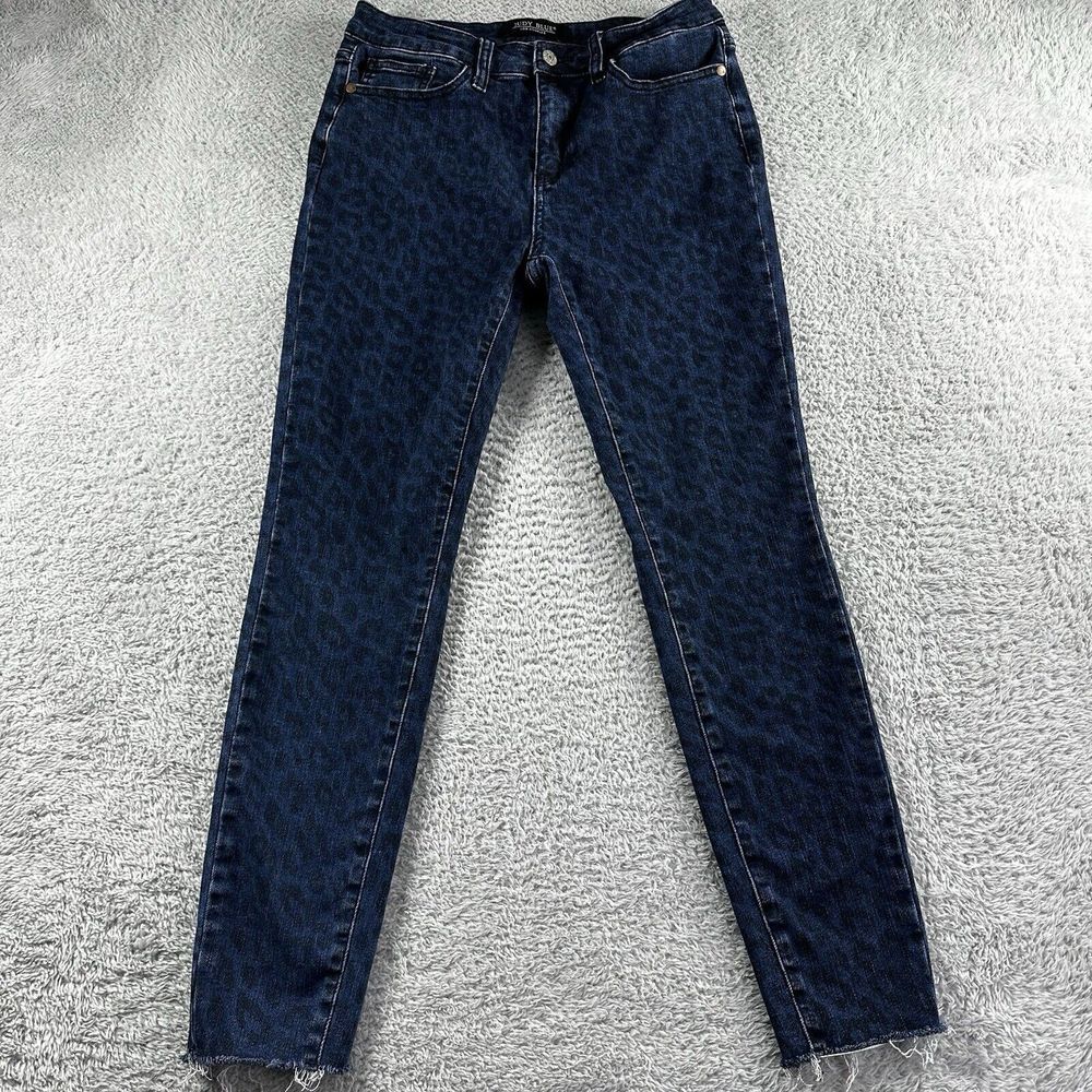 Judy Blue Jeans‎ Womens 7 / 28 Blue Mid Rise Cheetah Print Skinny Ankle Stretch